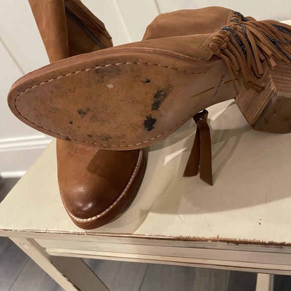 Dolce Vita Tan Suede Fringe Ankle Booties - Picture 5 of 5